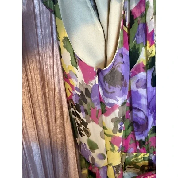 Suzi Chin Maggy Boutique Floral Ruffle Dress Size 4 Belted Spring & Summer - Picture 6 of 7